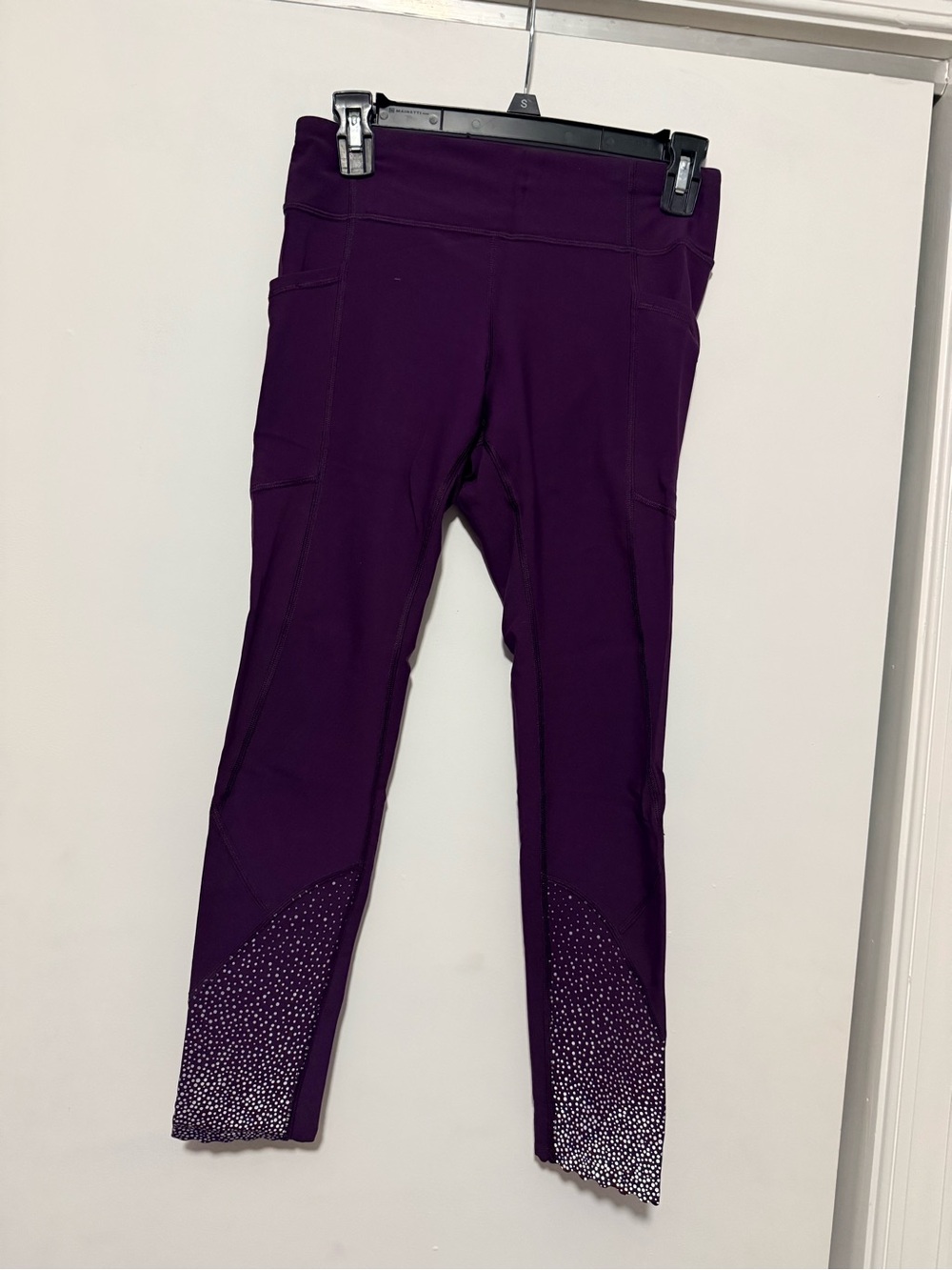 Purple Active Leggings with Scalloped Hem